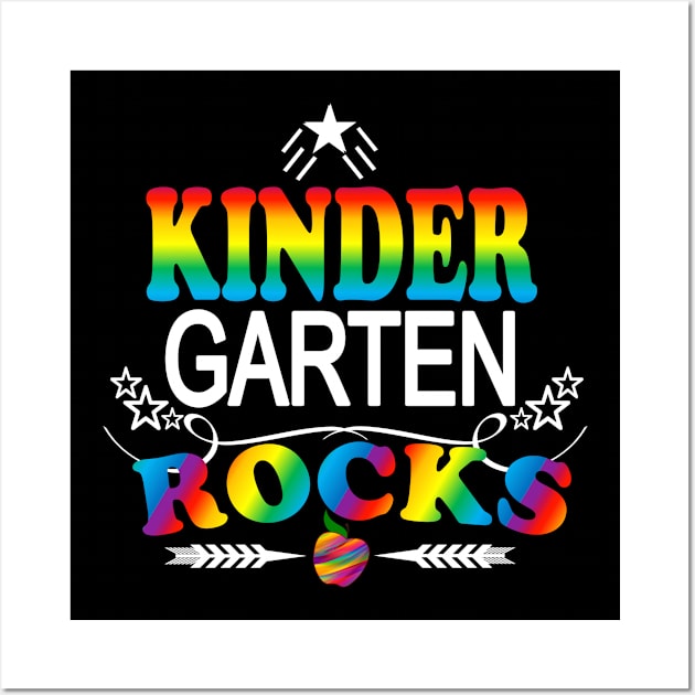 Kindergarten Rocks Rainbow Teacher Student Back To School Wall Art by Kimmicsts